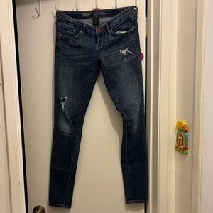 Mossimo Blue Distressed Skinny Jeans